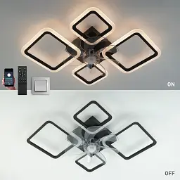 Смарт люстра з вентилятором керована світлодіодна FAN OVAL 70 Вт + 18 Вт 760x560x120 мм Чорна ESLLSE - мініатюра 3
