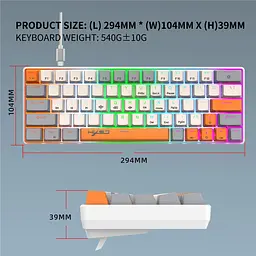 Ігрова механічна дротова клавіатура HXSJ V500 / Blue Switch / 60% / RGB / Colourful - мініатюра 6