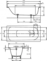 Ванна сталева Kaldewei Saniform Plus 170x70 111800010001 - мініатюра 2