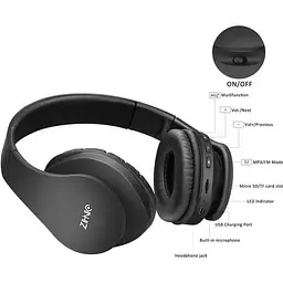 Бездротові складні навушники Zihnic Bluetooth Micro SD/TF - мініатюра 4