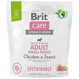 Сухий корм Brit Care Dog Sustainable Adult Small Breed для собак малих порід, з куркою та комахами, 1 кг