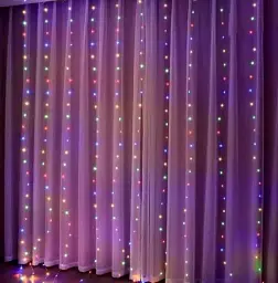 Світлодіодна гірлянда-штора 3 х 2 м 200 LED 8 режимів роботи Різнокольорова (00375)
 - мініатюра 2