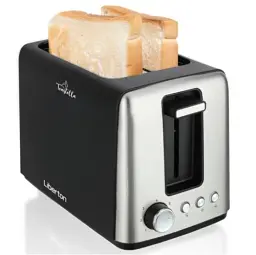 Тостер Liberton LET-5703, Black/Inox, 750W, 2 тости, 2 відділення, 7 режимів підсмажування, з'ємний піддон для крихт