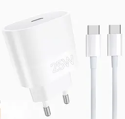 Мережевий зарядний пристрій з кабелем WUW-T86C PD 25W fast charger + USB C to USB C cable set