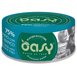 Вологий корм Oasy Cat Wet More Love для дорослих котів тунець з білою рибою 70 г