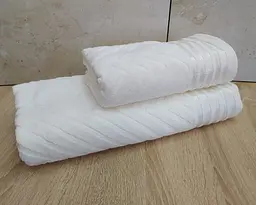 Набір турецьких махрових рушників 50х90+70х140 Gulcan Jacquard Cotton Lux Yeni Cizgili Krem - мініатюра 2