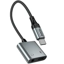 Перехідник Hoco UPA34 Type-C to Type-C + 3.5mm Metal gray - мініатюра 6