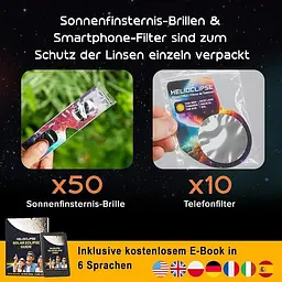 Окуляри для сонячного затемнення Helioclipse ISO 12312-2, 100 шт + 20 фільтрів для смартфона - мініатюра 3