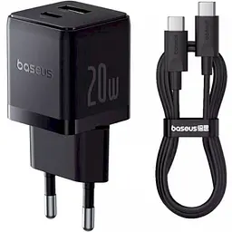 Адаптер - зарядний пристрій Baseus Palm Fast Charger C+U 20W + кабель Type-C to Type-C P10111608113-01 P10111608113-01 - мініатюра 4