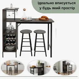 Барний стіл з стільцями Costway Bistro з тримачем винних келихів коричневий - мініатюра 12