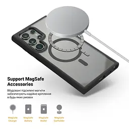 Чехол Samsung Galaxy S24 Ultra 5G (SM-S928), Unit MagSafe, черный, прозрачный, магсейф, противоударный, магнитный, панель-накладка с поддержкой MagSafe, с поддержкой беспроводной зарядки, TPU+PC, защита всего корпуса, ударопрочный - мініатюра 4