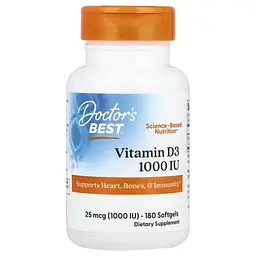 Витамин D Vitamin D3 25 mcg (1,000 IU) 180 капсул Doctor's Best vit0006419