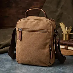 Відмінна вертикальна сумка для чоловіків із текстилю Vintage 22236 коричневий - мініатюра 4