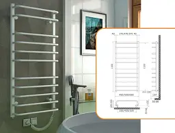 Електрична рушникосушка Heizung 1160x550 (права) з терморегулятором - мініатюра 2