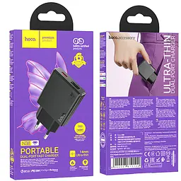МЗП Hoco N38 Delgado PD20W+QC3.0 (1USB-A/1C) Black - мініатюра 4