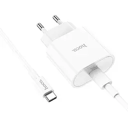 МЗП Hoco C94A Metro PD20W (1USB-C) + кабель Type-C to Type-C White - мініатюра 4