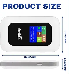 Портативний 4G LTE роутер Pix-Link Mobile Router PH312-E кишеньковий Wi-Fi модем із LED дисплеєм White (19179) - мініатюра 3