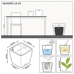 Вазон Lechuza Quadro Premium LS, 17 л, білий (16160) - мініатюра 4