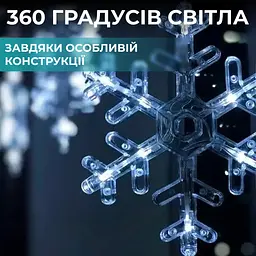 Гірлянда-штора Зірки та сніжинки розмір 3*1 м 12 фігур, білий GarlandoPro 1733064W - мініатюра 13