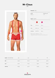 Чоловічий еротичний костюм Санта-Клауса Obsessive Mr Claus L/XL, боксери на підтяжках, шапочка з пом - мініатюра 7