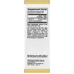 Вітамін D3 California Gold Nutrition 50 мкг без смаку 30 мл - мініатюра 4