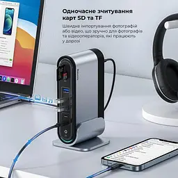 USB-Хаб Baseus UnionJoy 17-Port Triple-Display Docking Station Space Grey (B00532304811-00) - мініатюра 11