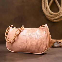 Компактна сумка-багет з шкірозамінника під екзотику Vintage s_14926 рожева - мініатюра 4