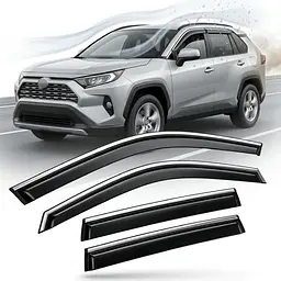Дефлектори вікон вітровики Benke для Toyota Rav 4 2018- (Хром Молдін Нержавіюча 3D)