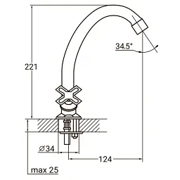 Змішувач QN 1/2" для кухні економ на шпильці (КРАТНО 2шт) AQUATICA QN-2B158C (9786100) - мініатюра 2