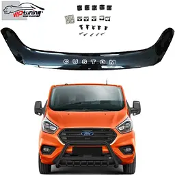 Дефлектор капоту мухобійка для Ford Transit Tourneo Custom 2018- Євро S Кріплення (Vip Tuning) FR72S