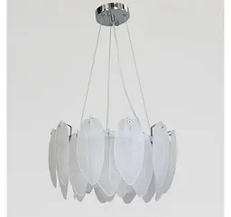 Підвісна люстра скляна Artlight 21824-400CH хромована компактна на 5 ламп E14 з декором у формі пір'я - мініатюра 2