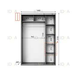 Шафа-купе Idea серія 5 140 x 60 x 210 см Венге темний Дзеркало - мініатюра 2