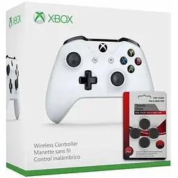 Microsoft Xbox One S Wireless Controller Bluetooth (White) + Thumb Grips (накладки на стики 4 шт.)