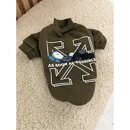 Теплий світшот ASAP Teddy хакі для собак та котів XL OFF White zoo0005774 - мініатюра 3