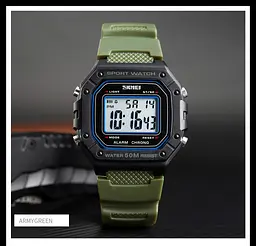 Годинник наручний чоловічий 1496AG Army Green Skmei acs0030718 - мініатюра 4