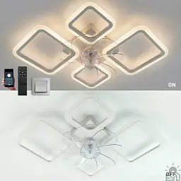 Смарт люстра з вентилятором керована світлодіодна FAN OVAL 70 Вт + 18 Вт 760x560x120 мм Бiла ESLLSE - мініатюра 2