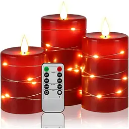 Безполум'яні свічки Fairy String Lights кут огляду 360° із зірковими гірляндами 3 шт.
