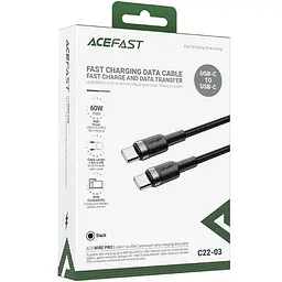 Дата кабель Acefast C22-03 Type-C to Type-C 60W (1.2m) Black - мініатюра 2