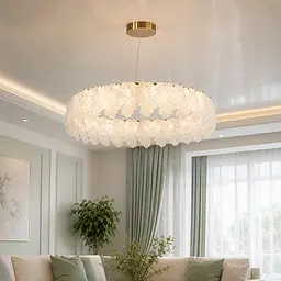 Велика золота LED люстра-квітка Artlight 7066-800GD з рельєфним скляним листям діаметром 78 см