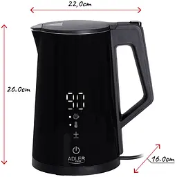 Електрочайник Adler AD 1345 black 1850-2200Вт 1.7л Strix встановлення температури - мініатюра 7