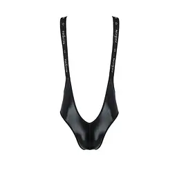 Чоловіче відкрите боді Passion 027 BRUNO XXL/XXXL Black, під латекс, на шлейках - мініатюра 5