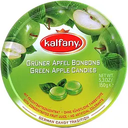Льодяники Kalfany Green Apple зі смаком зеленого яблука 150 г