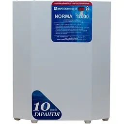 Стабілізатор напруги теристорні Укртехнологія Norma 12 12000 Вт 220 В стабілізація 150-300 9 ступенів
