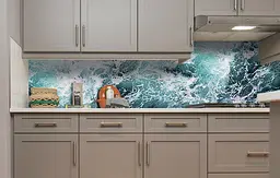 Кухонний фартух Морська піна ПВХ хвилі для декору 60х300 см Море Зелений Happy Pocket Z183545 - мініатюра 2