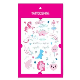Тату тимчасове в наборі Unicorn mood голограма Tattooshka LB-185 Різнокольоровий shop (4825800010594) - мініатюра 1