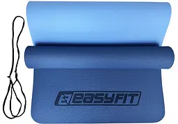 Килимок для йоги та фітнесу EasyFit TPE+TC 6мм двошаровий синій-блакитний (EF-1924-BLB) - мініатюра 14