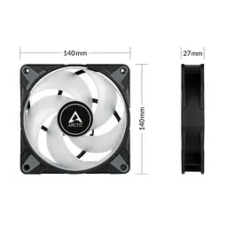 Вентилятор 140 мм, P14 PWM PST A-RGB, Black, 140х140х27 мм Arctic teh0028692
