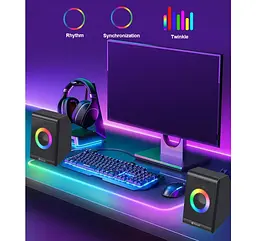 Компьютерные колонки Kisonli X12 RGB, 6Вт, для ПК и ноутбука - мініатюра 6