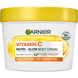 Зволожувальний крем Garnier Vitamin C Nutri-Glow для тьмяної сухої шкіри тіла рук та ніг 380 мл