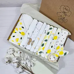 Набір для новонародженого a.l.babybox Лимончик пелюшок дитячих 7 шт./рушник та мусліновий плед (30464158)